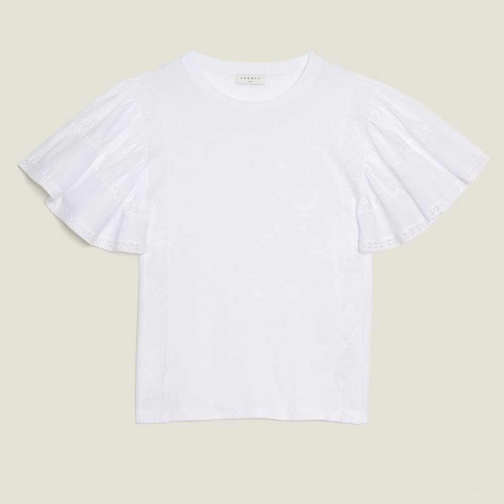 Sandro T-shirt with ruffled sleeves Size Small